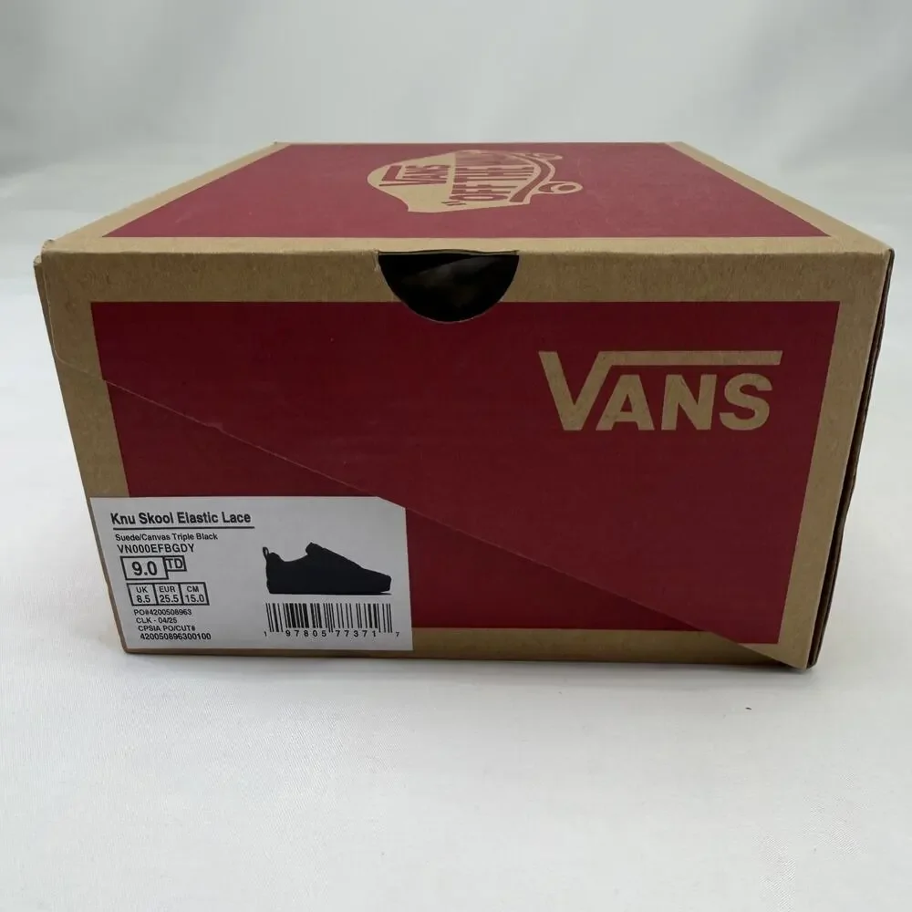 Vans‎ Knu School Suede & Canvas Sneakers Triple Black Toddler Size 9 NEW IN BOX!